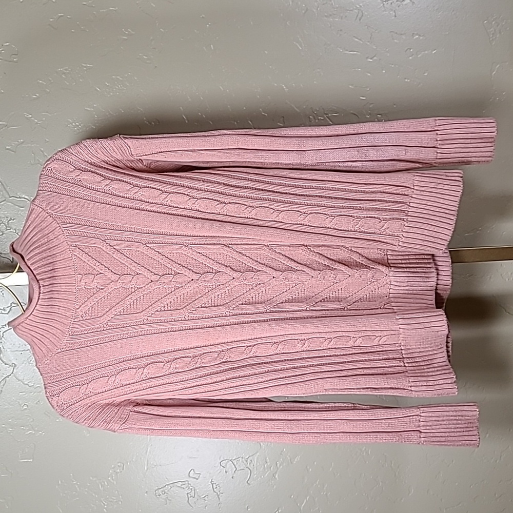 J. Crew Pink Cable Knit Turtleneck Sweater‎ 100% Cotton